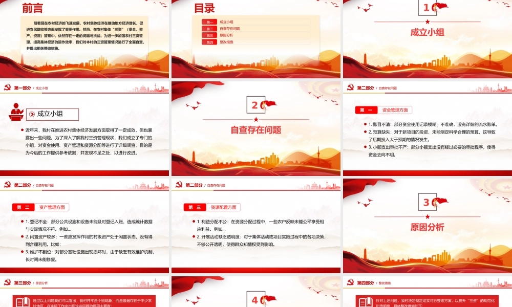 2024农村集体经济三资管理情况自查和整改报告PPT下载.pptx