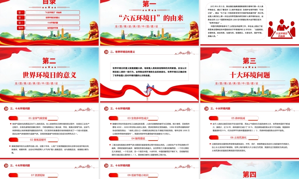 2025六五环境日科普知识PPT精美风全面推进美丽中国建设课件.pptx