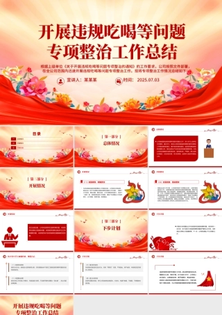 2025年开展违规吃喝等问题专项整治工作总结PPT模板下载.pptx