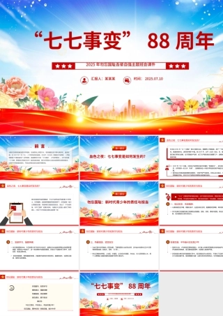 2025七七事变88周年PPT勿忘国耻吾辈自强主题班会课件下载.pptx