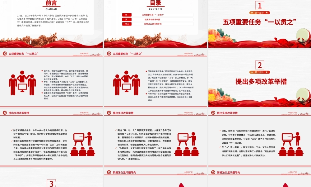 2025中央一号文件中的“一以贯之”和改革举措PPT课件下载.pptx