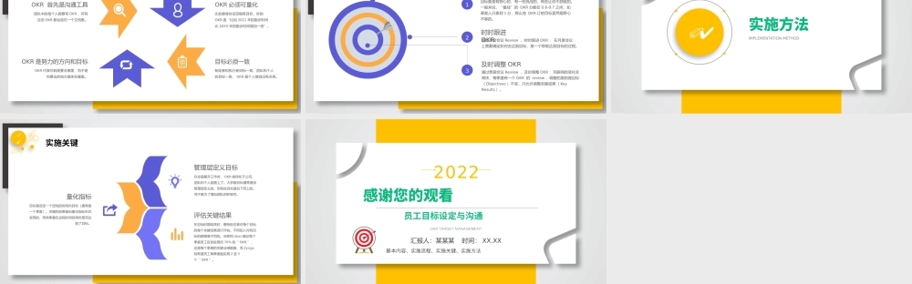 OKR目标管理PPT橙色清新风员工目标设定与沟通PPT模板下载.pptx