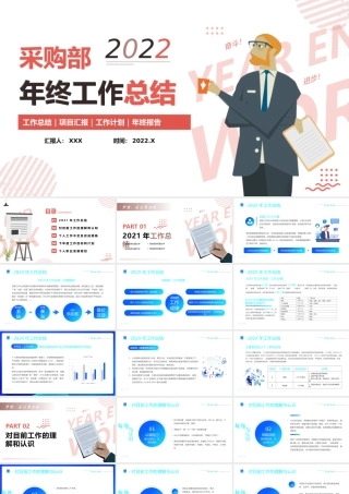 采购部年终总结PPT简洁创意年度工作汇报新年计划模板下载.pptx