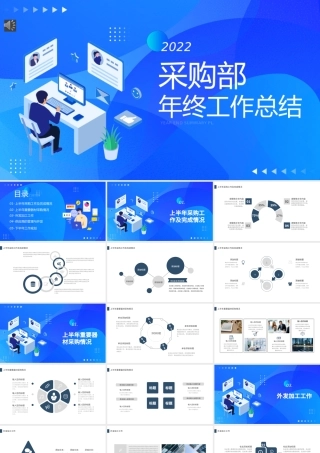 采购年中总结计划PPT深蓝简约风采购部年度工作总结下半年工作计划实用型模板下载.pptx