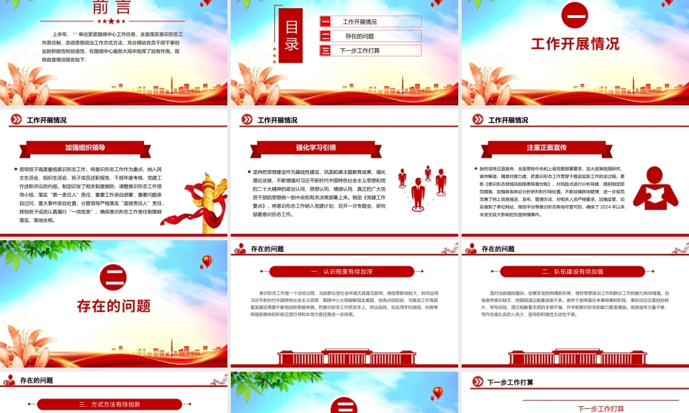 大气简洁2024上半年意识形态领域工作情况自查报告PPT模板.pptx