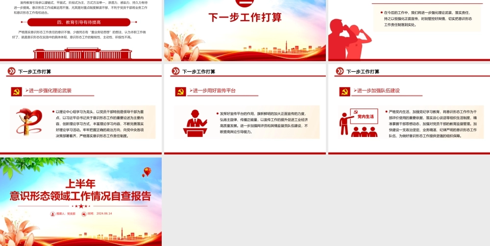 大气简洁2024上半年意识形态领域工作情况自查报告PPT模板.pptx