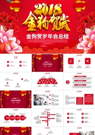 大气金狗贺岁年会总结计划PPT模板.pptx