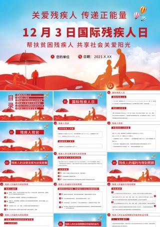 国际残疾人日PPT12月3日关爱残疾人传递正能量社区公益宣传课件.pptx