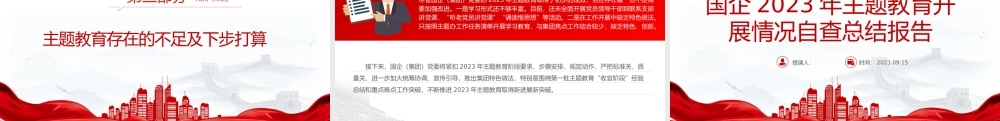 国企2023年主题教育开展情况自查总结报告PPT模板.pptx