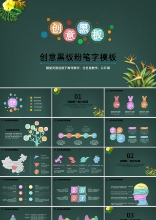 黑板粉笔字信息化教学设计PPT模板幻灯片公开课.pptx
