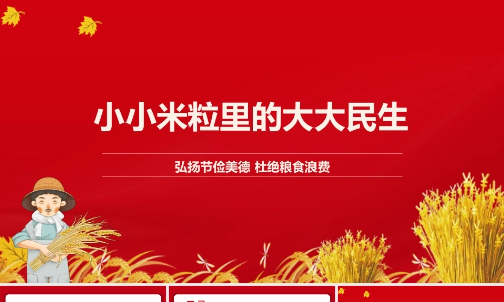 弘扬节俭美德杜绝粮食浪费“小米粒”里的“大民生”ppt.pptx