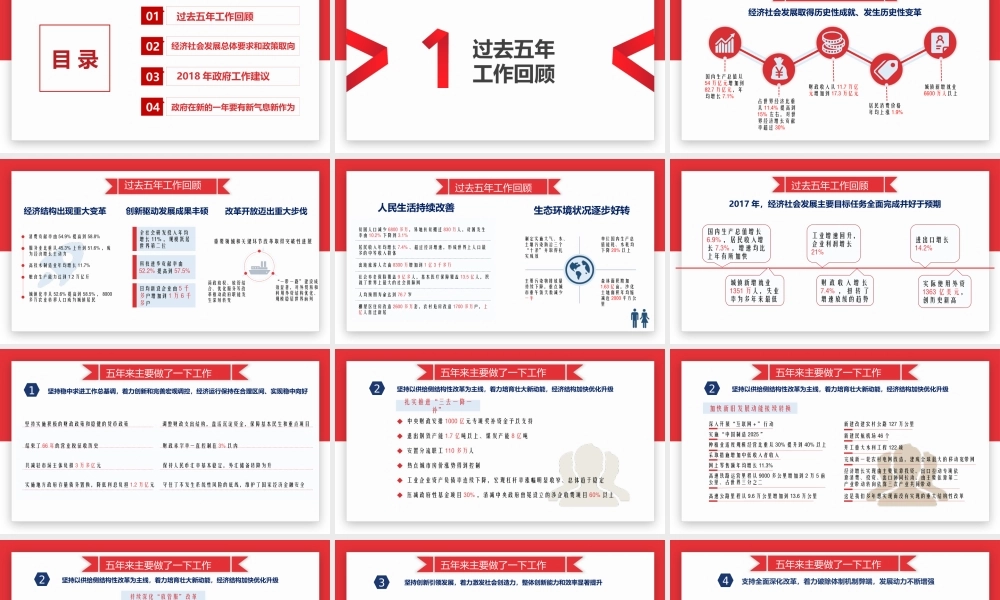 红白扁平风两会政府工作报告解读PPT模板.pptx