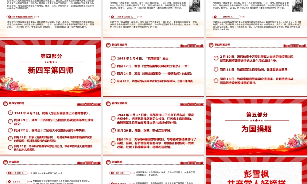 红色简洁共产党人好榜样彭雪枫PPT课件下载.pptx