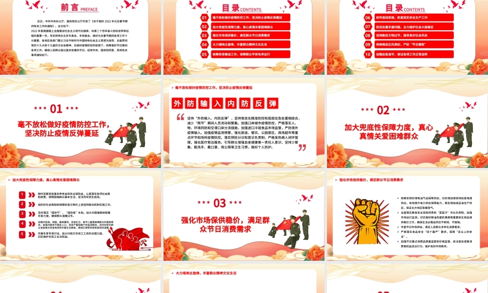 红色简洁关于做好2022年元旦春节期间有关工作的通知基层专题课件.pptx