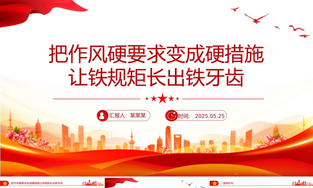 红色精美把作风硬要求变成硬措施让铁规矩长出铁牙齿PPT课件.pptx
