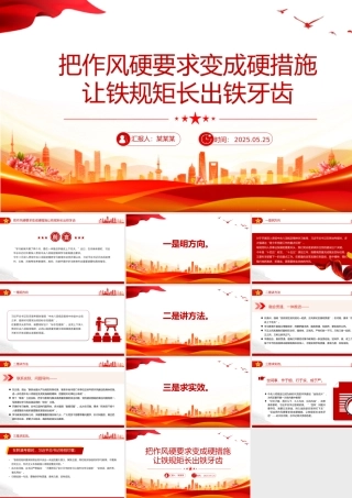 红色精美把作风硬要求变成硬措施让铁规矩长出铁牙齿PPT课件.pptx