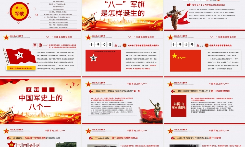 红色精美热烈庆祝中国人民解放军建军98周年PPT红色大气铁血铸军魂建军节课件.pptx
