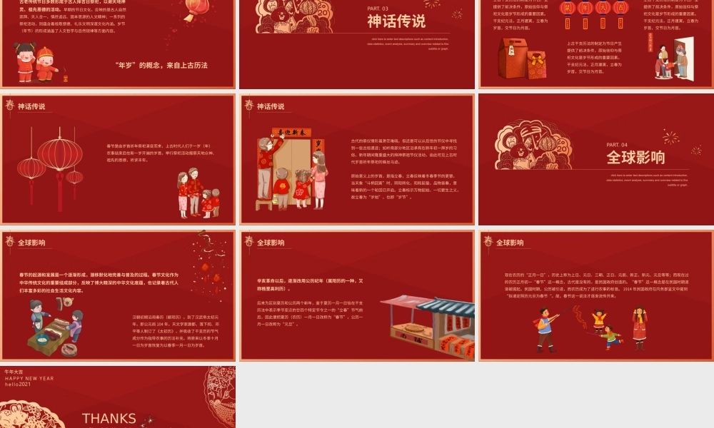 红色烫金剪纸2021牛年恭贺新春春节习俗民俗PPT模板.pptx