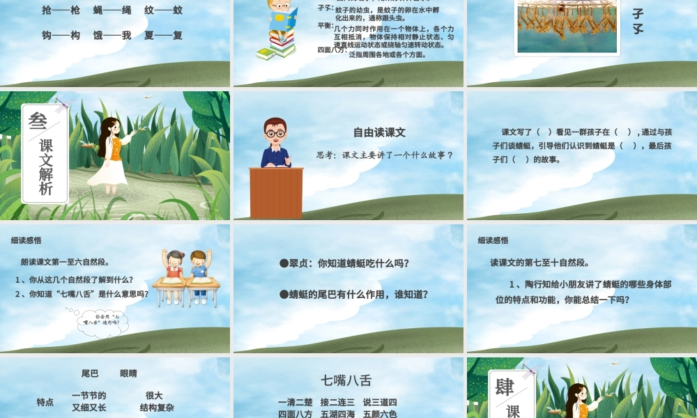 放飞蜻蜓三年级语文课件PPT模版.pptx