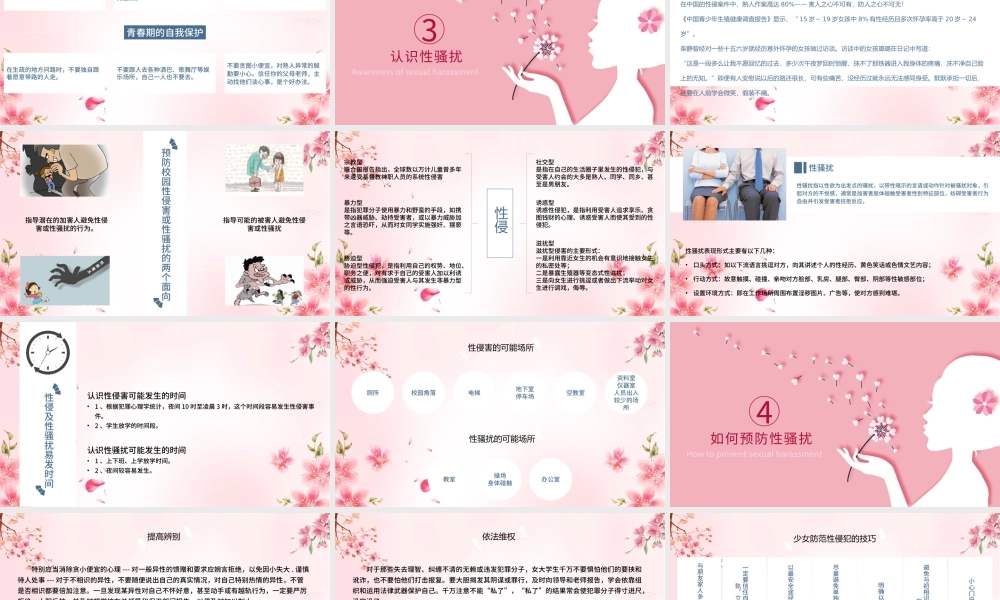 粉色温馨女生青春期心理健康预防性侵害安全主题教育班会.pptx