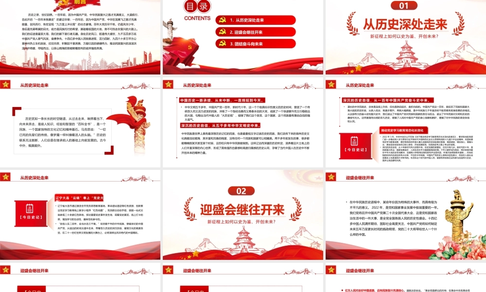风鹏正举扶摇直上PPT精品深入学习新征程上如何以史为鉴、开创未来专题课件模板.pptx