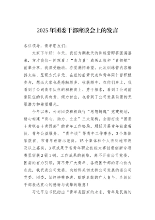 2025年团委干部座谈会上的发言.docx