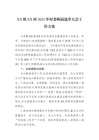 XX镇XX村2025年村委换届选举大会工作方案.docx