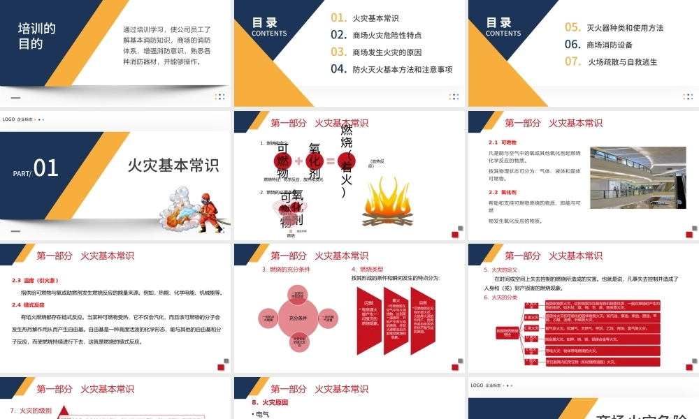 购物广场商场超市消防安全知识培训PPT简洁高级增强消防意识PPT模板下载.pptx