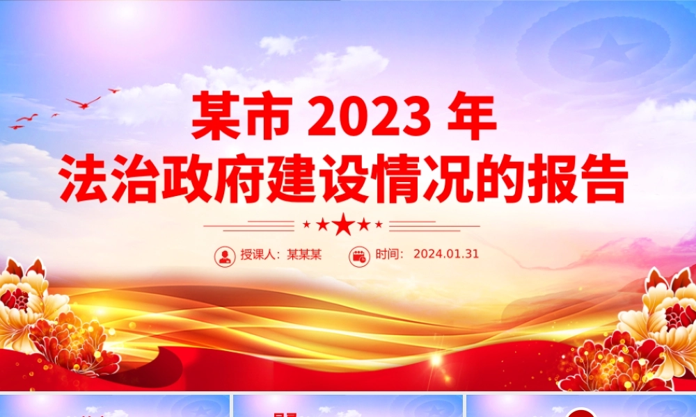 法治政府建设情况报告PPT精美简洁机关单位工作总结计划模板.pptx