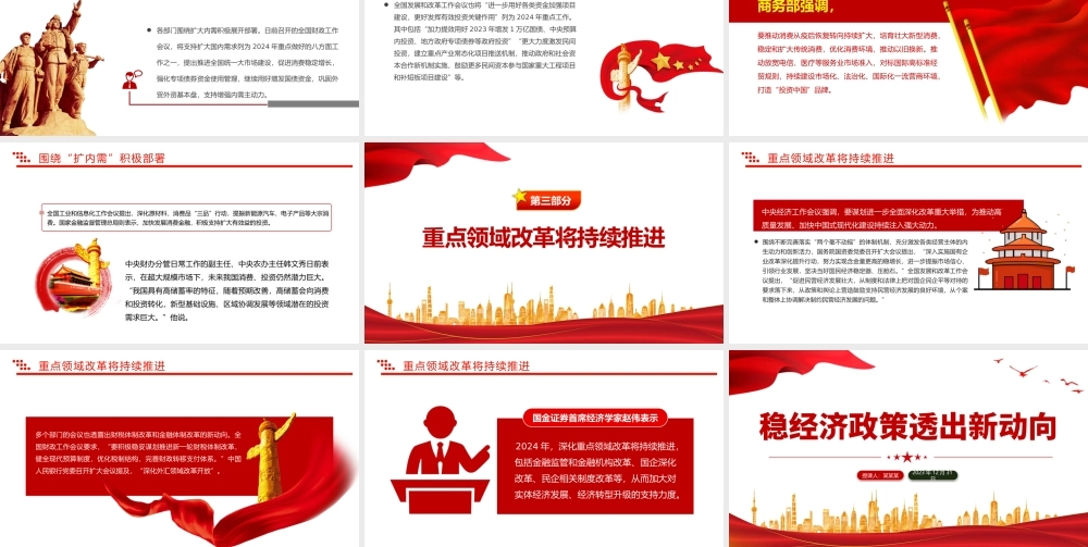 多部门开列2024年任务清单稳经济政策透出新动向PPT专题课件模板下载.pptx