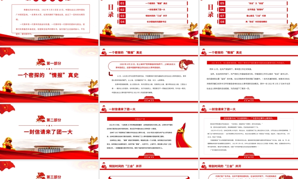 档案里的百年团史PPT红色大气共青团员百年团史学习专题团课课件.pptx