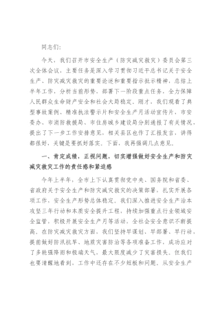 在2025年全市安全生产（防灾减灾救灾）委员会第三次全体会议上的讲话.docx
