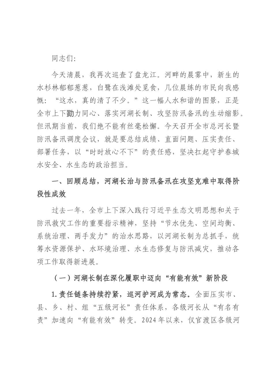 在2025年全市总河长暨防汛备汛调度会议上的讲话.docx_第1页