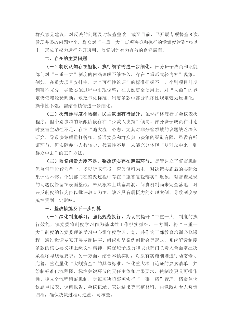 镇党委执行“三重一大”制度自查报告.docx_第2页