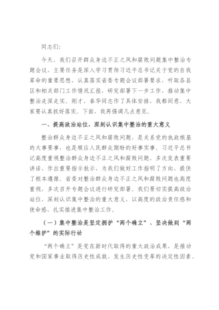 在2025年群众身边不正之风和腐败问题集中整治专题会议上的讲话.docx