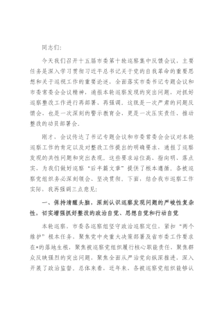 在2025年市委第十轮巡察集中反馈会议上的讲话.docx