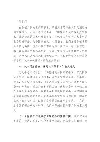 党课讲稿：强化保密担当，共筑乡镇安全壁垒.docx