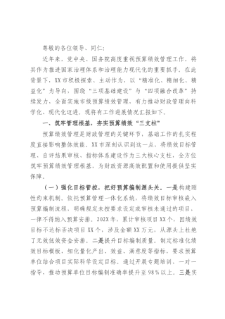 在预算绩效管理工作调研座谈会上的汇报发言.docx