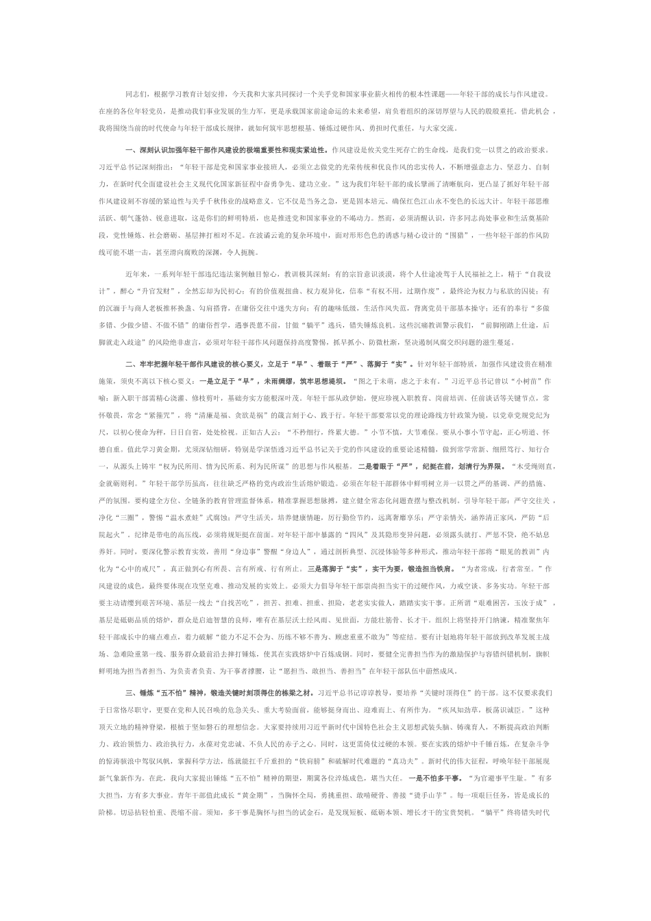 党课：筑牢根基 锤炼作风 在奋进新征程中展现青春担当.docx_第1页