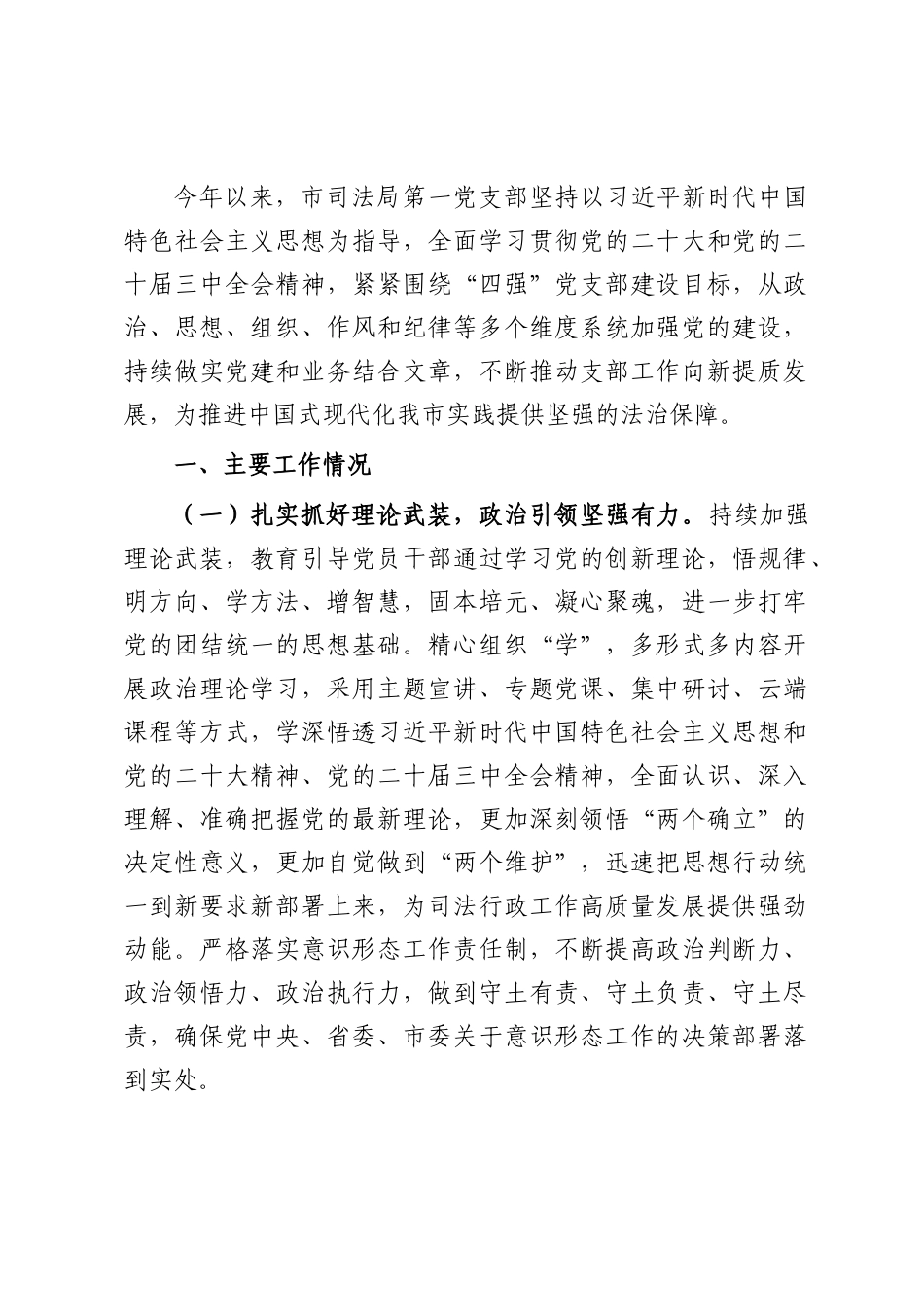 市司法局第一党支部2025年上半年党建工作总结.docx_第1页