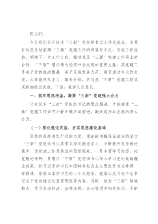 区组织部长在‘三新’党组织书记工作交流会上的讲话.docx