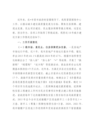 某市关于城建工作情况汇报.docx