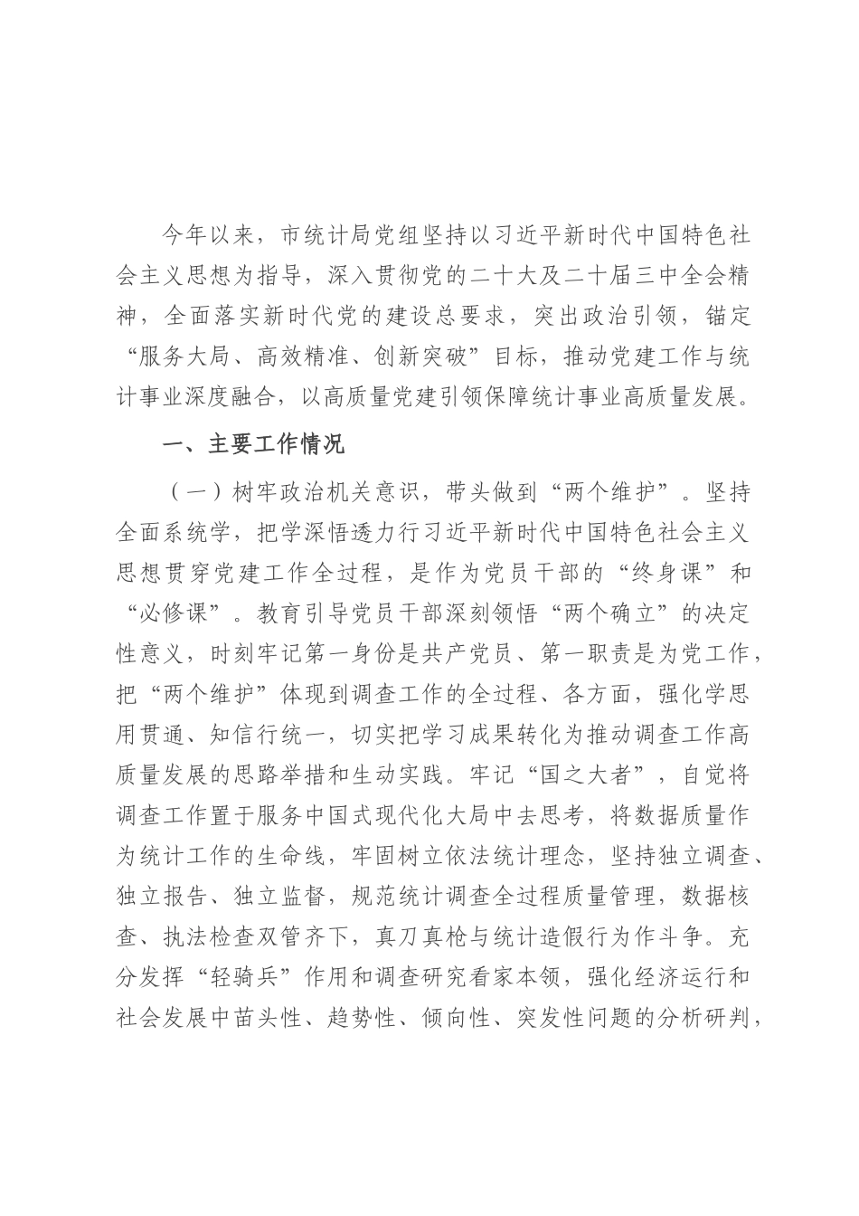 市统计局党组2025年上半年抓基层党建工作总结.docx_第1页