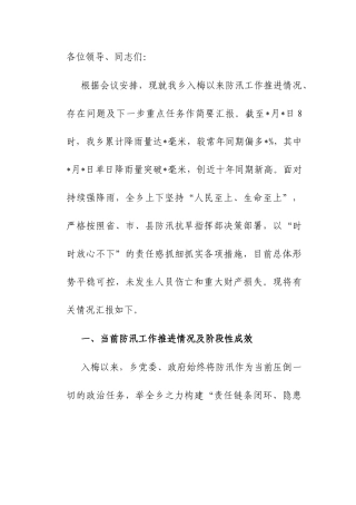 在乡2025年防汛工作调度会上的汇报.docx