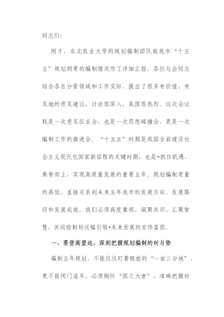 市长在全市“十五五”规划纲要编制征求意见会议上的讲话.docx