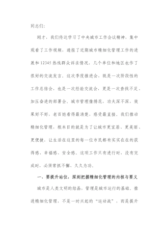 市长在2025年全市城市精细化管理工作三季度推进会上的讲话.docx