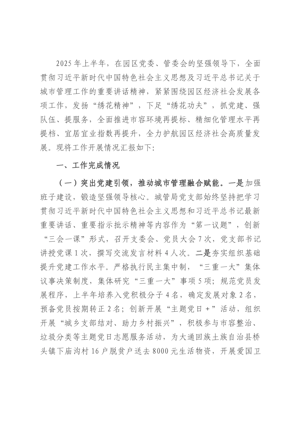 园区城市管理局2025年上半年工作总结.docx_第1页
