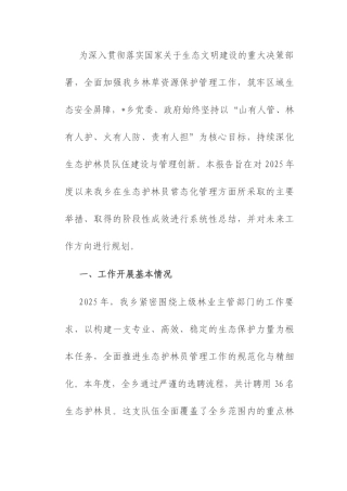 乡政府关于2025年度生态护林员常态化管理工作的总结.docx