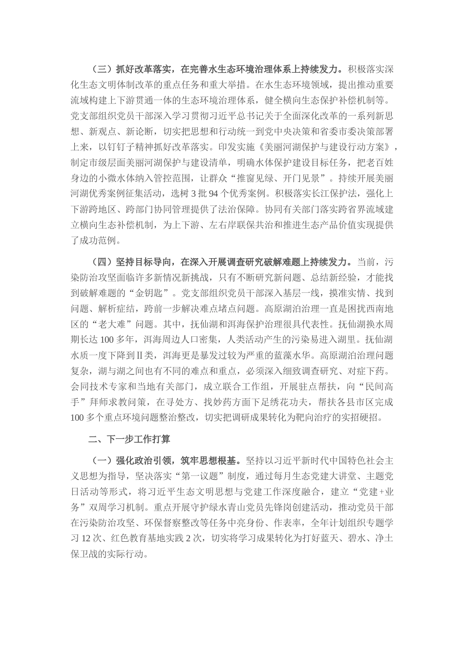 市生态环境局第一党支部2025年上半年履行全面从严治党主体责任工作情况报告.docx_第2页