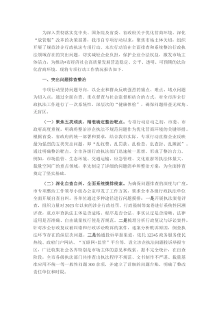 市关于规范涉企行政执法专项行动工作情况的报告.docx